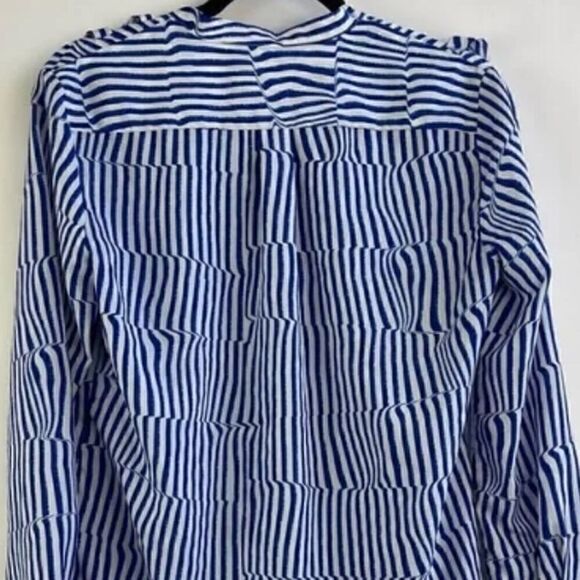 Banana Republic Striped Ruffle Tie Neck Blouse - Picture 11 of 13